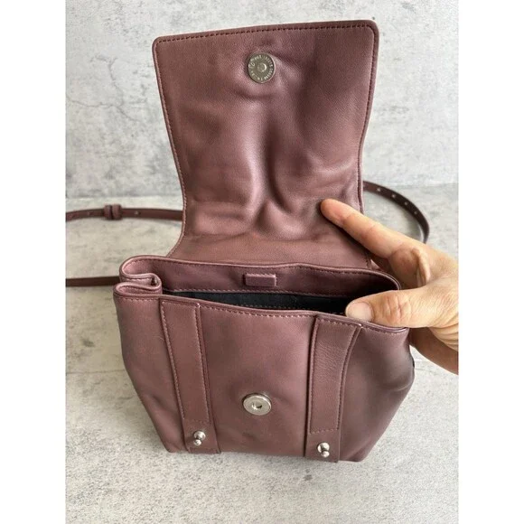 AllSaints Brown Mini Backpack 2-Way Shoulder Bag Soft Lambskin Leather - Picture 6 of 8